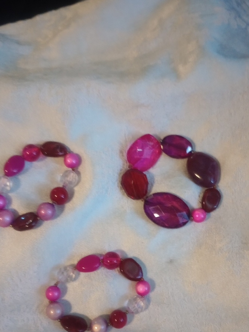 Bright Pink & Purple Beaded Stretch Bracelet Set